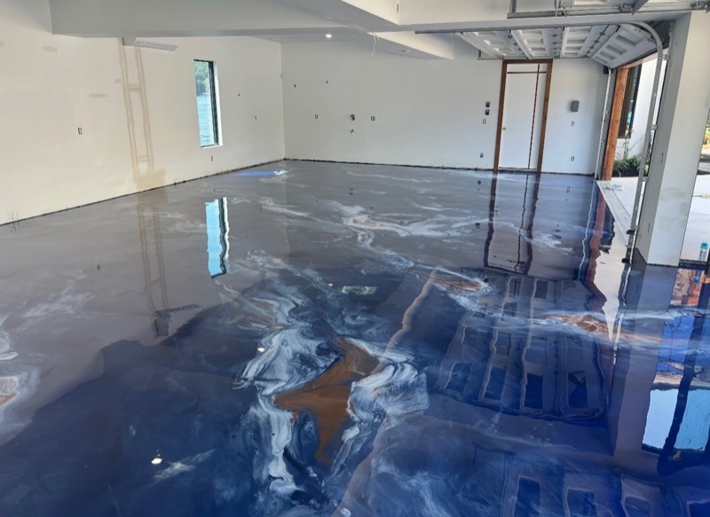 Metallic epoxy garage floor Overland Park Kansas