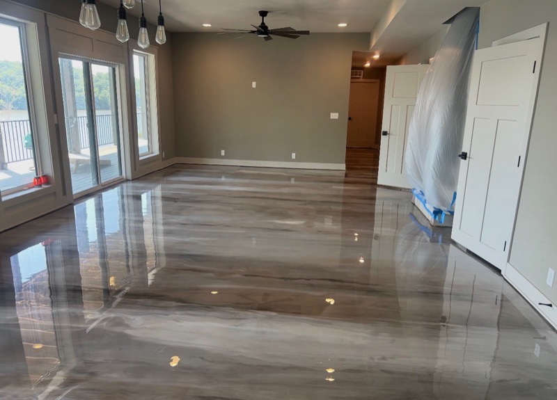 Metallic epoxy interior floor Overland Park Kansas
